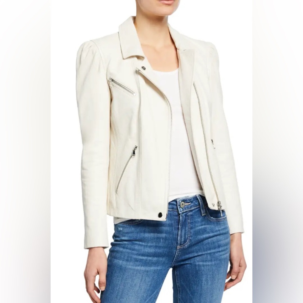 Rebecca Taylor puff-Sleeve Leather Biker Jacket